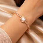 Celeste Halo Heart Rose Gold Tennis Bracelet | 925 Silver
