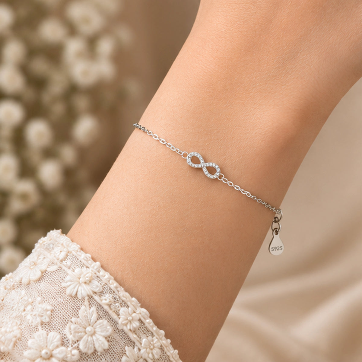 925 Silver Cubic Zirconia Infinity Bracelet