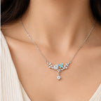 925 Sterling Silver Butterfly & CZ Cluster Necklace