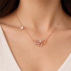 925 sterling silver bow tie and butterfly necklace