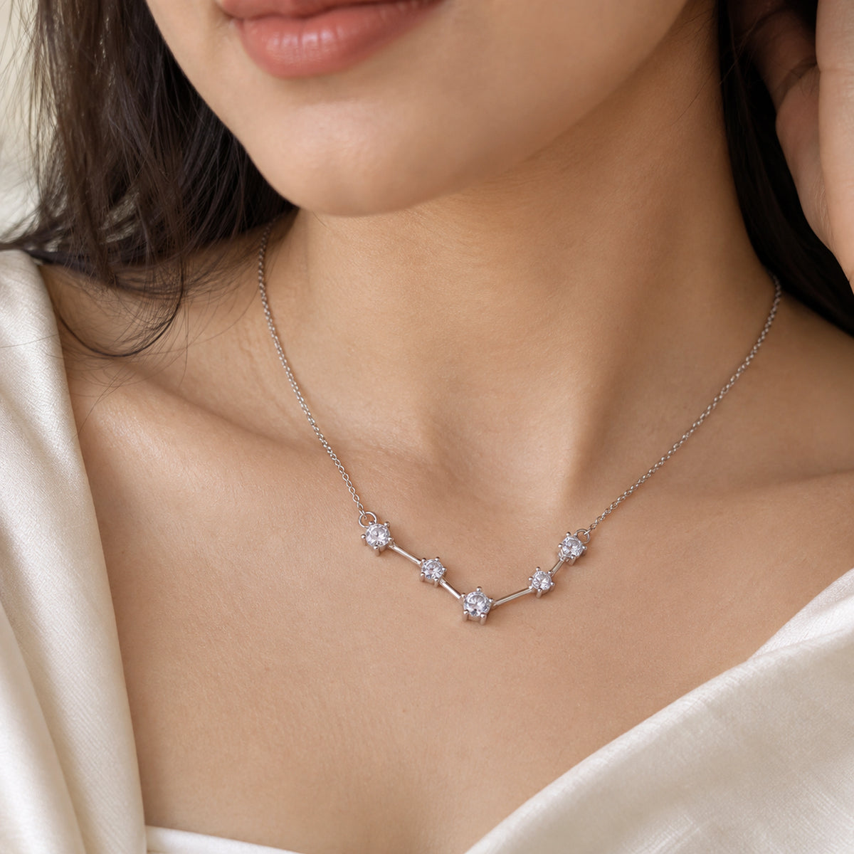 925 Sterling Silver 6 Stone Constellation Necklace