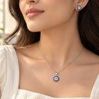 925 Sterling Silver Evil Eye Jewelry Set | Necklace & Earrings
