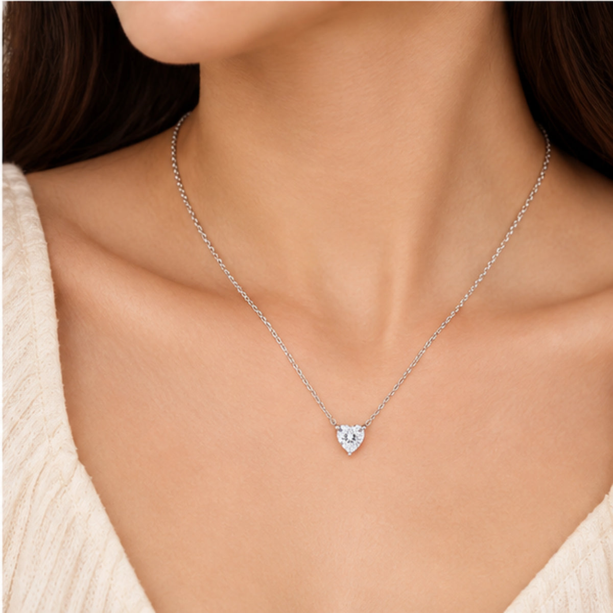 925 Sterling Silver Solitaire Heart Necklace