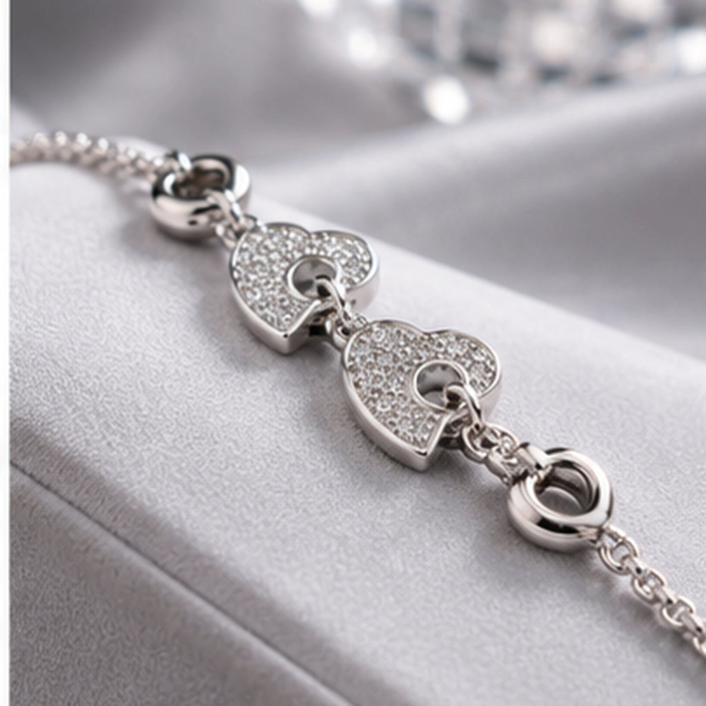 Celeste Triple Heart 925 Sterling Silver Bracelet