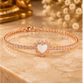 Celeste Halo Heart Rose Gold Tennis Bracelet | 925 Silver