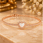 Celeste Halo Heart Rose Gold Tennis Bracelet | 925 Silver