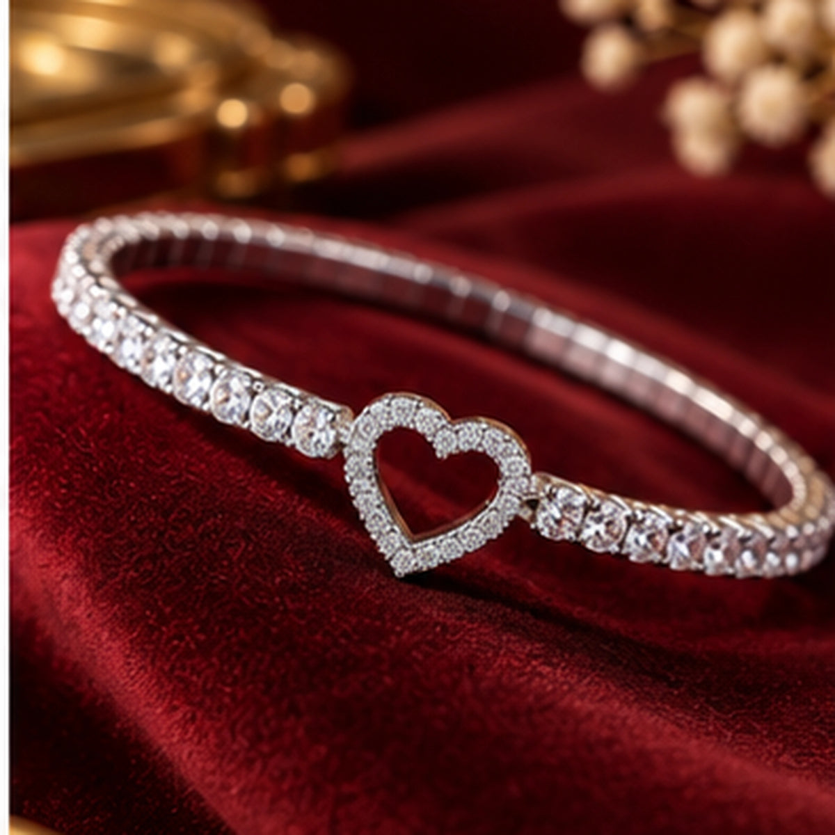 Celina Open Heart 925 Sterling Silver Stretch Bracelet