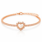 Celeste Halo Heart Rose Gold Tennis Bracelet | 925 Silver