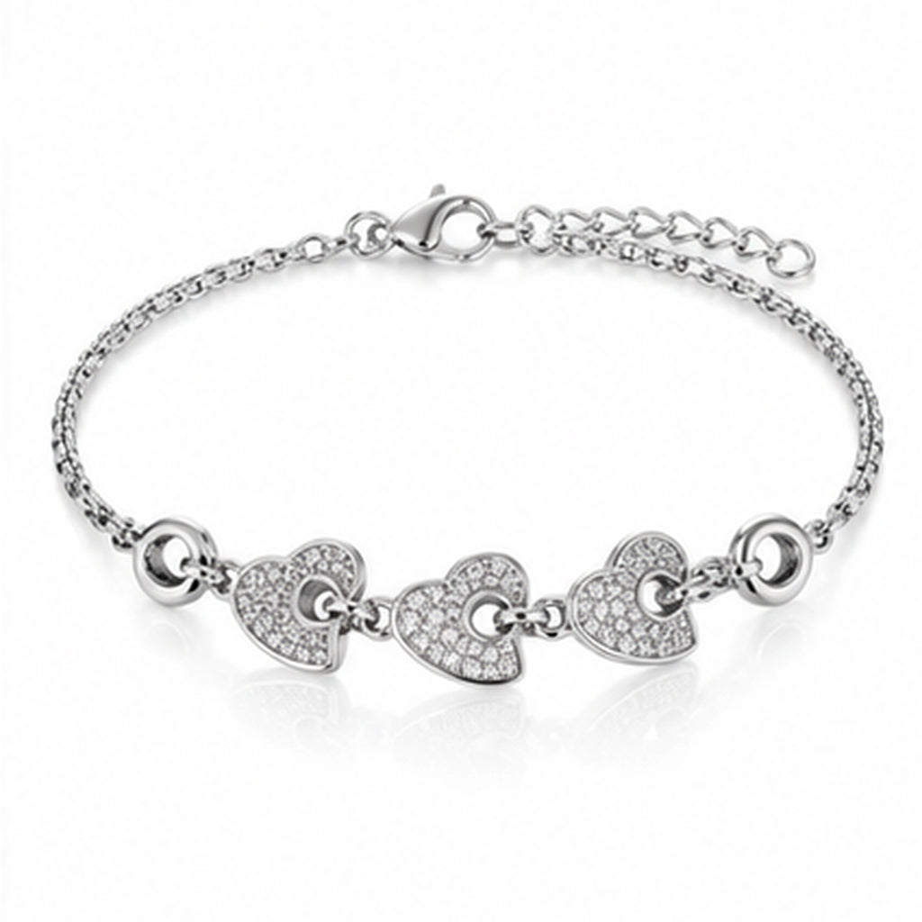 Celeste Triple Heart 925 Sterling Silver Bracelet