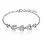 Celeste Triple Heart 925 Sterling Silver Bracelet