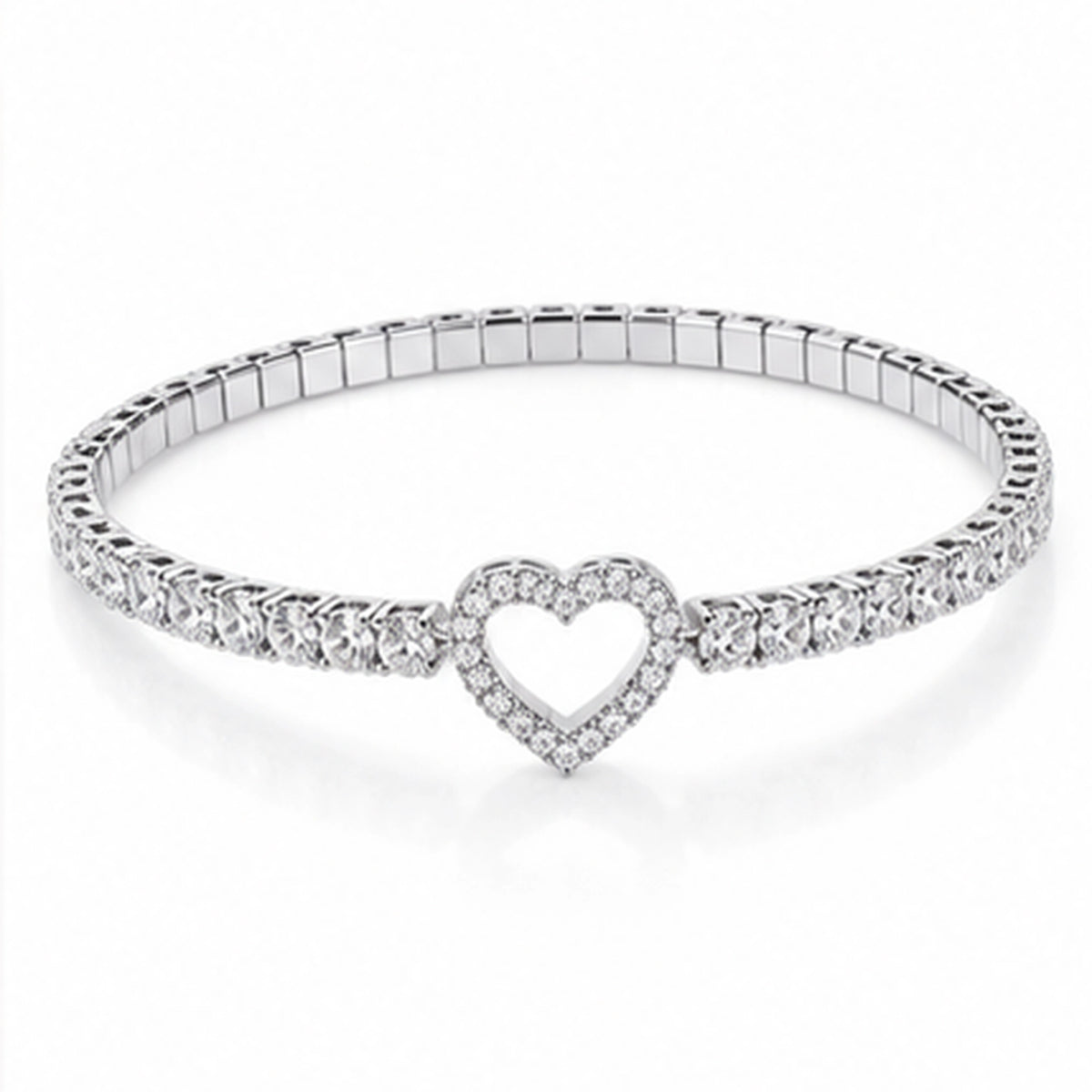 Celina Open Heart 925 Sterling Silver Stretch Bracelet