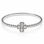 Luxe Clover Heart 925 Sterling Silver Stretch Bracelet