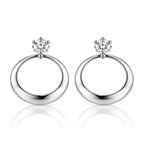 Floral Crystal Hoop Earrings 925 Sterling Silver