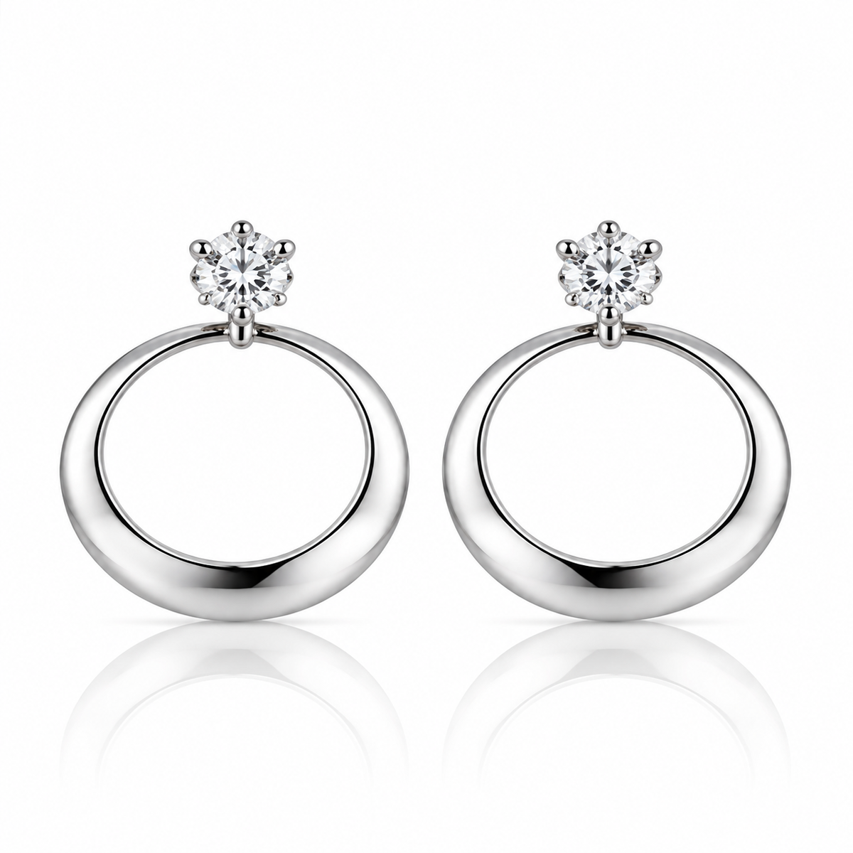 Floral Crystal Hoop Earrings 925 Sterling Silver