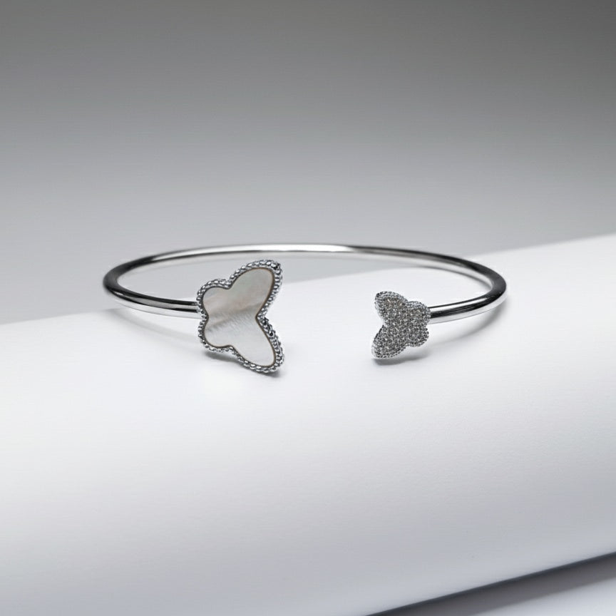 925 Sterling Silver Butterfly Open Kada for Women | Elegant Designer Silver Bracelet