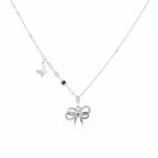 925 sterling silver bow tie and butterfly necklace