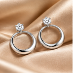 Floral Crystal Hoop Earrings 925 Sterling Silver