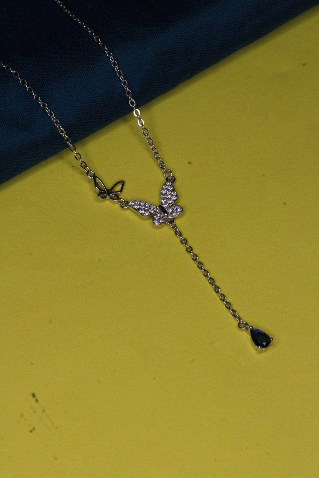 925 sterling silver butterfly y-shaped necklace