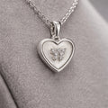 925 Sterling Silver Heart & Butterfly Pendant Necklace