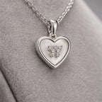 925 Sterling Silver Heart & Butterfly Pendant Necklace