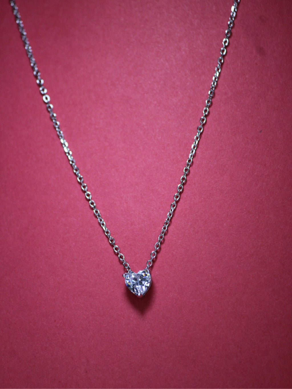 925 Sterling Silver Solitaire Heart Necklace
