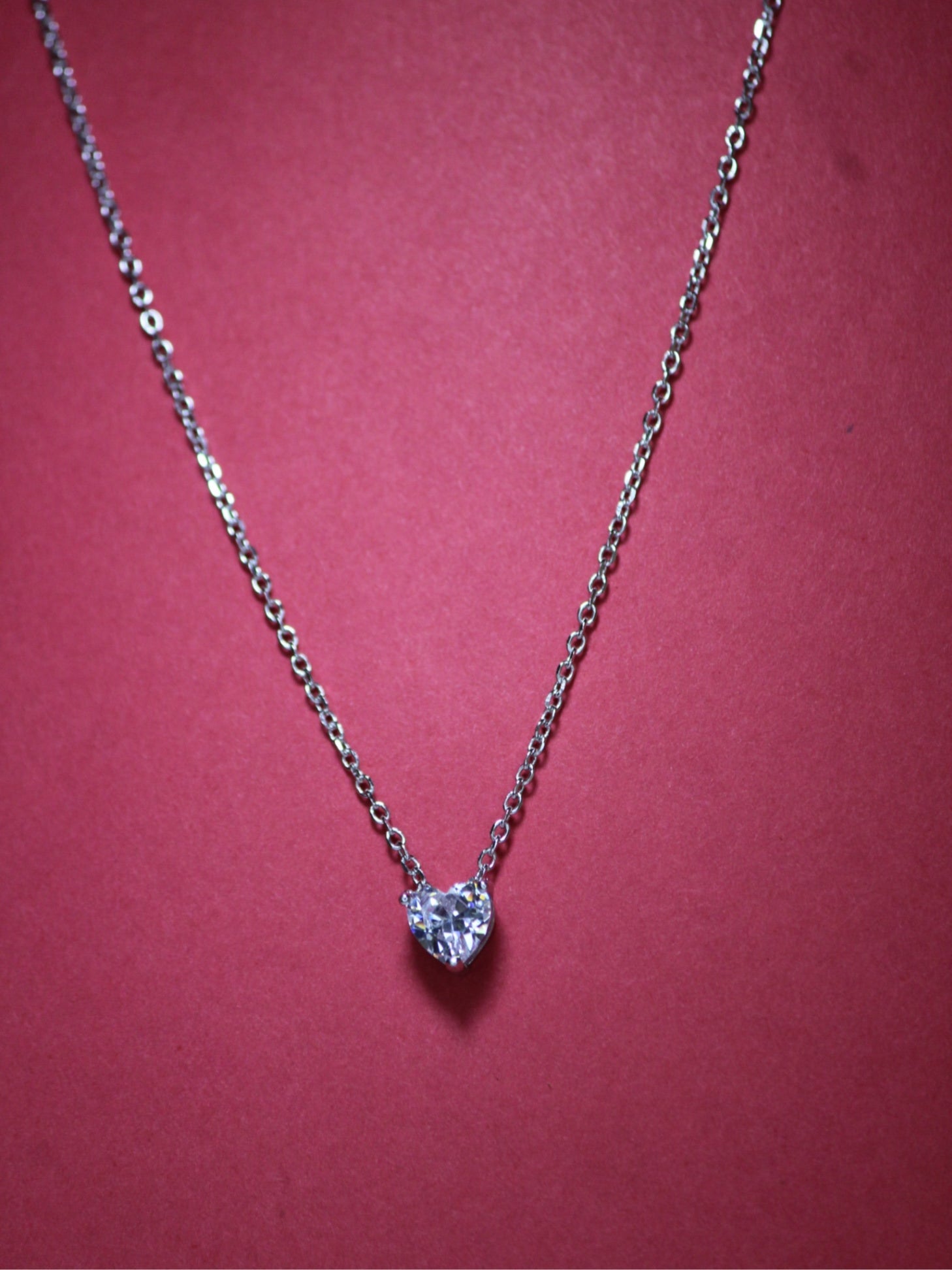 925 Sterling Silver Solitaire Heart Necklace