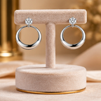 Floral Crystal Hoop Earrings 925 Sterling Silver