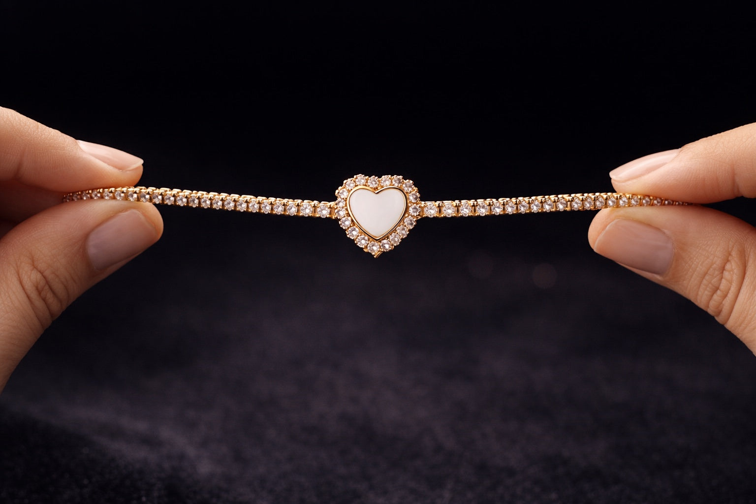 Celeste Halo Heart Rose Gold Tennis Bracelet | 925 Silver