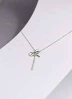 925 Sterling Silver Bow Drop Pendant Necklace | NBM SILVERS