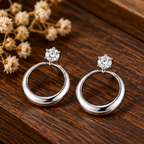 Floral Crystal Hoop Earrings 925 Sterling Silver