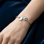 925 Silver Eclipse Dual Circle Kada for Women | Adjustable Sterling Silver Bracelet