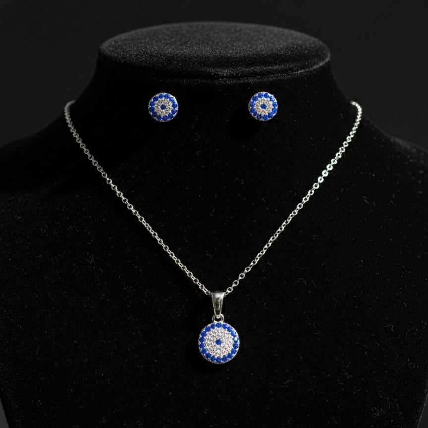 925 Sterling Silver Evil Eye Jewelry Set | Necklace & Earrings