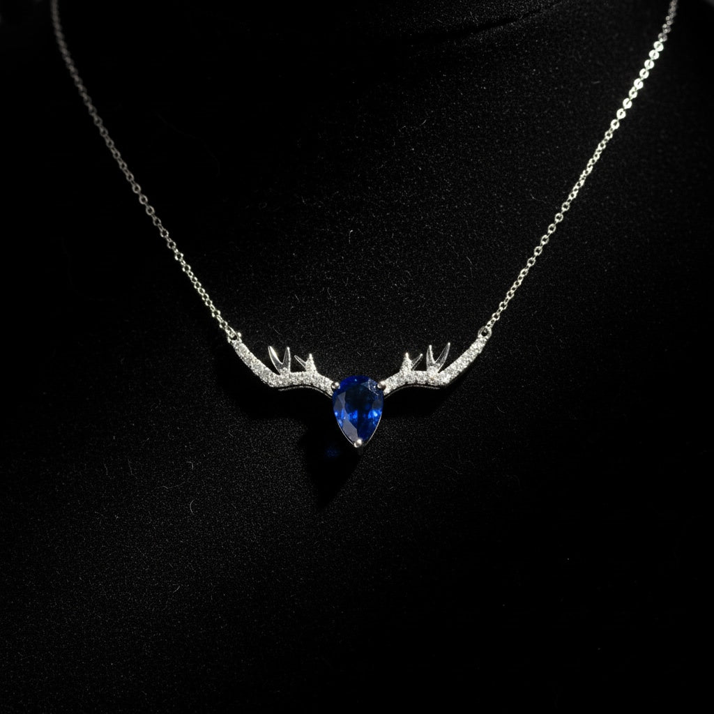 925 Sterling Silver Deer Horn Necklace