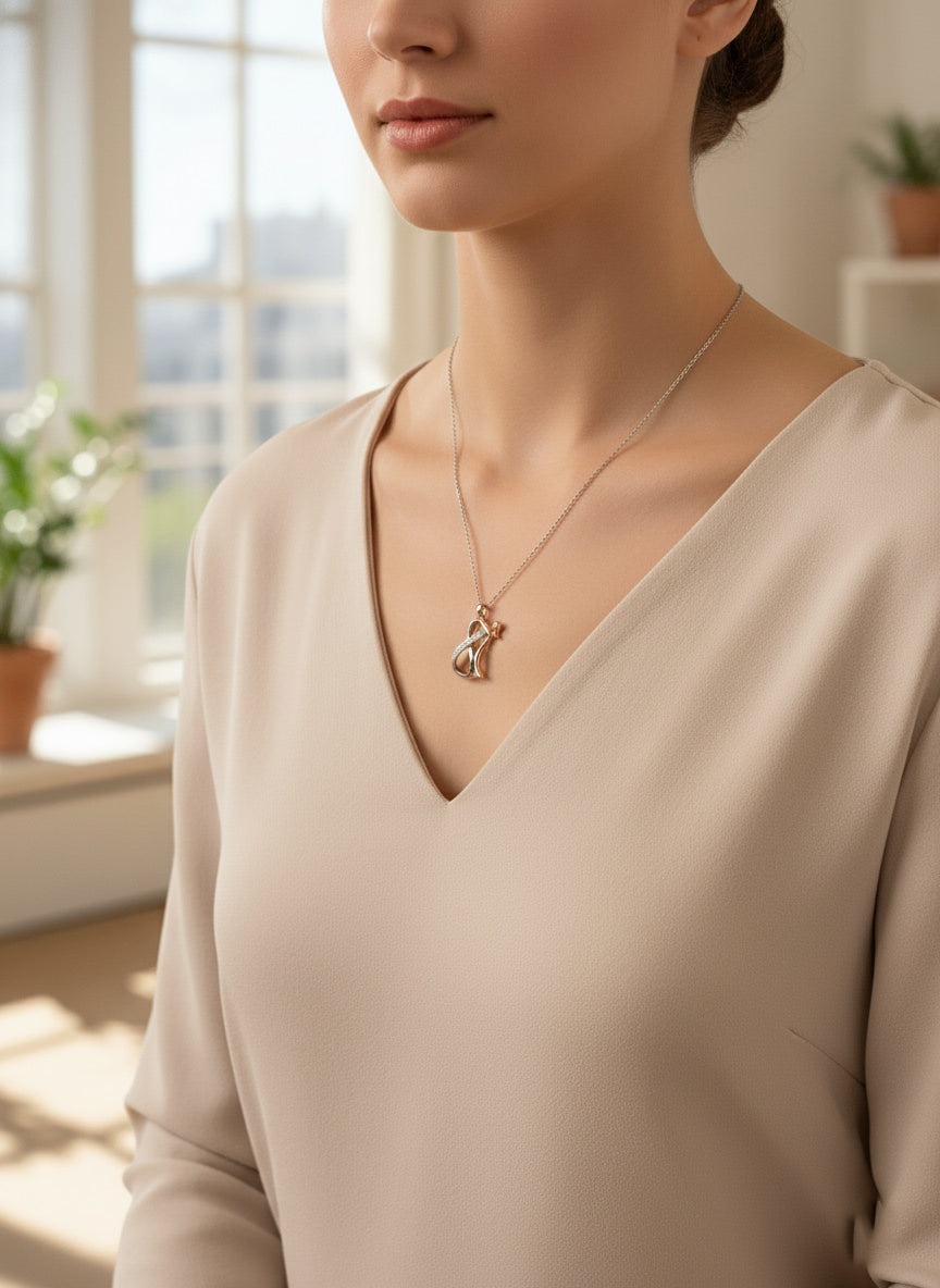 925 sterling silver couple hug infinity pendant