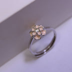 925 Sterling Silver Enamel Flower Ring