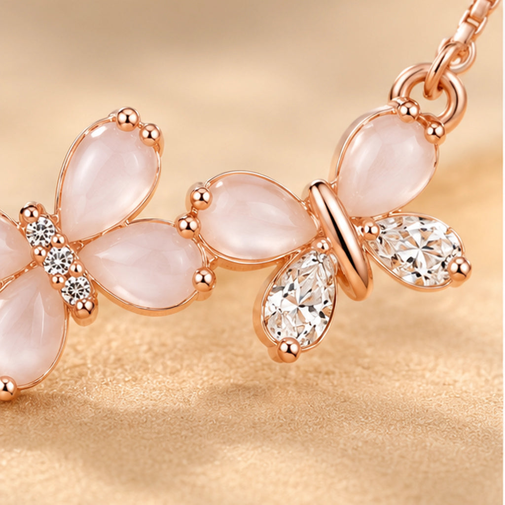 Rose Gold Blossom Branch Pendant Necklace 925 Sterling Silver