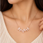 Rose Gold Blossom Branch Pendant Necklace 925 Sterling Silver