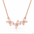 Rose Gold Blossom Branch Pendant Necklace 925 Sterling Silver