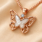 Rose Gold Butterfly Outline Pendant Necklace