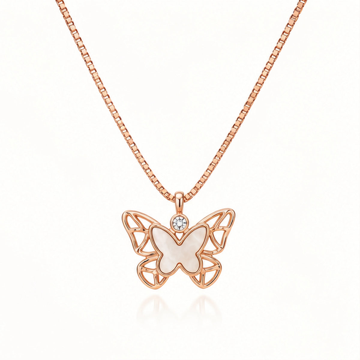 Rose Gold Butterfly Outline Pendant Necklace