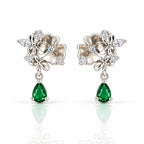 Floral Green Teardrop Earrings 925 Sterling Silver