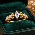 Gold Marquise Scroll Ring 925 Sterling Silver