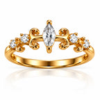Gold Marquise Scroll Ring 925 Sterling Silver