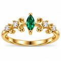 Gold Marquise Scroll Ring 925 Sterling Silver