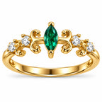 Gold Marquise Scroll Ring 925 Sterling Silver