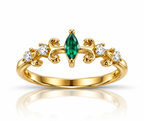 Gold Marquise Scroll Ring 925 Sterling Silver