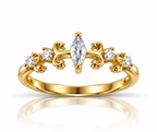 Gold Marquise Scroll Ring 925 Sterling Silver