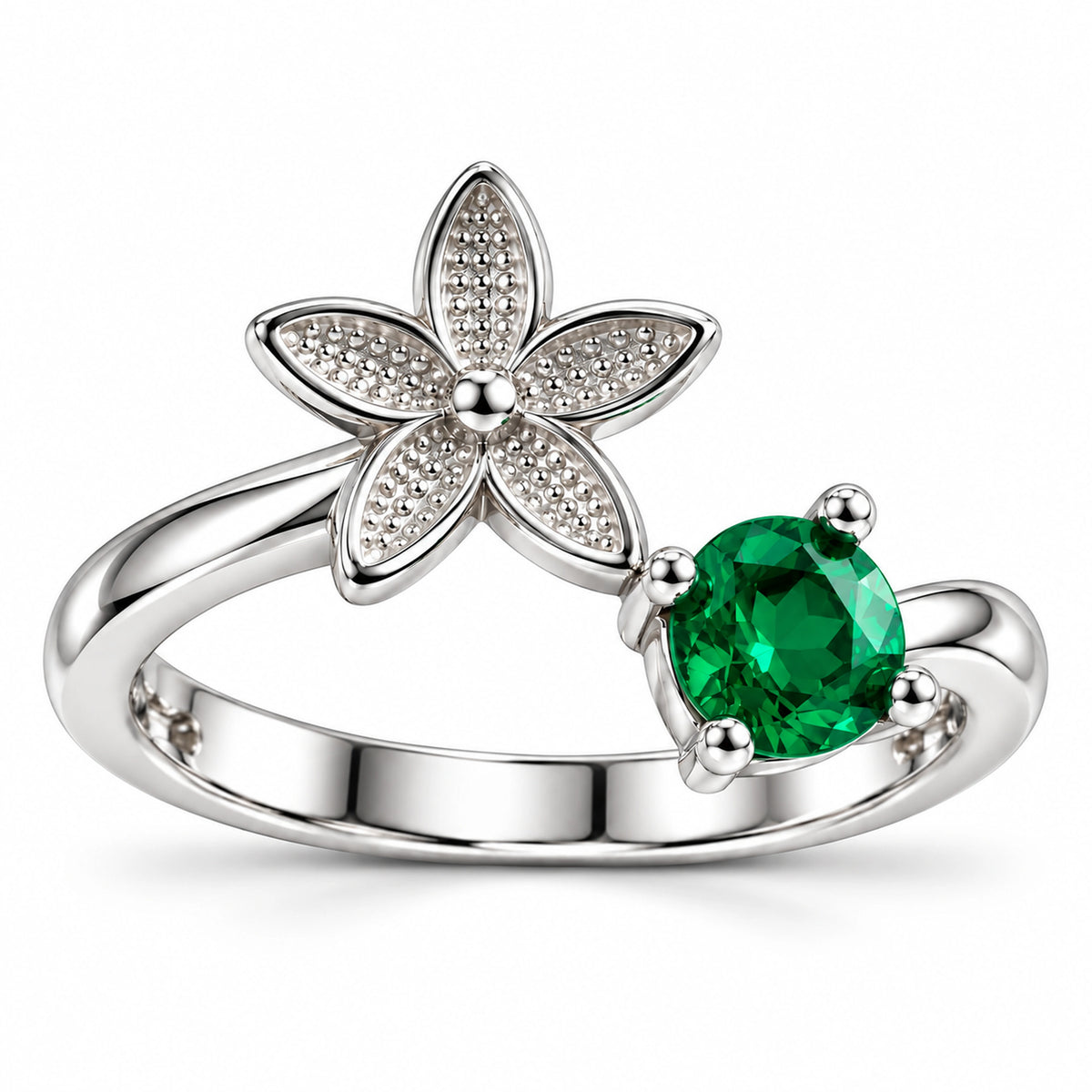 Gemstone Floral Ring 925 Sterling Silver