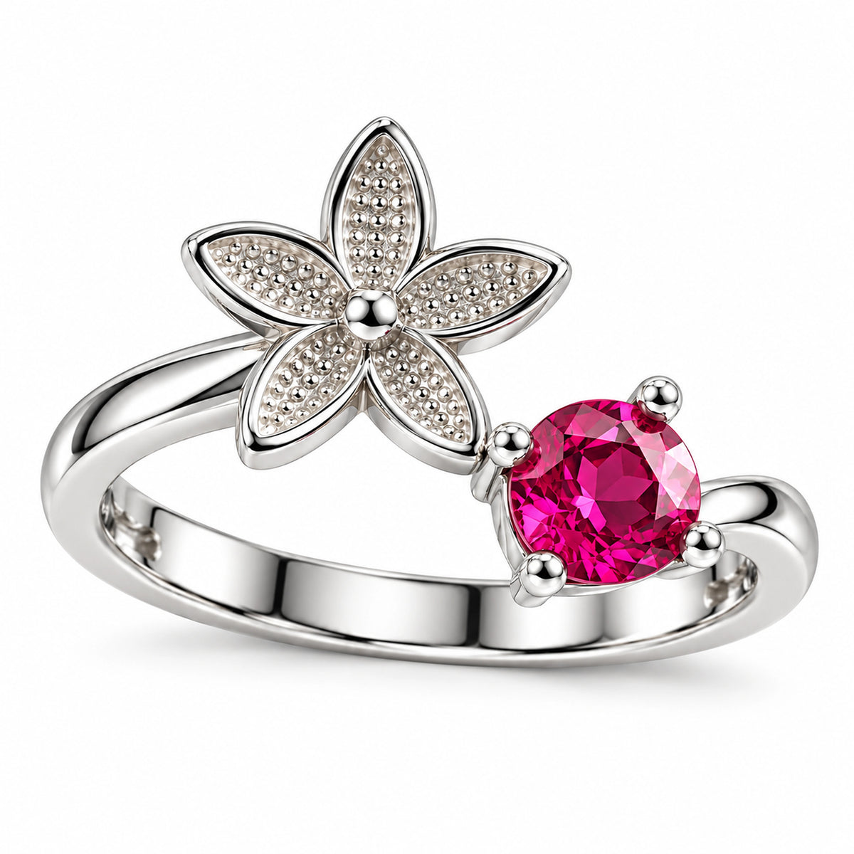 Gemstone Floral Ring 925 Sterling Silver