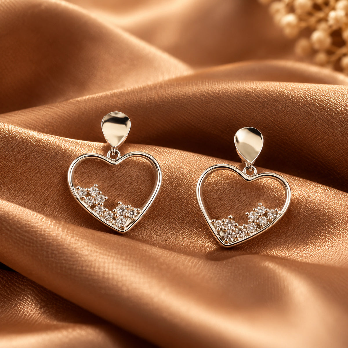 Heart Crystal Drop Earrings 925 Sterling Silver